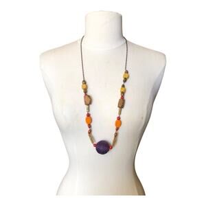 Vintage 1980’s Boho Charm Quirky Variable Color Style Beads Long Beaded Necklace